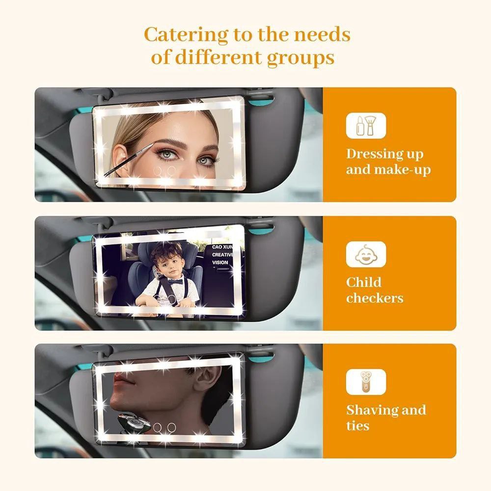✨ مرآة مكياج مضيئة للسيارة – إطلالة مثالية في أي وقت! ✨